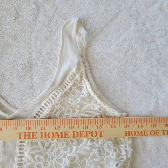 Abercrombie & Fitch Mini Lace Dress Womens Small White Ivory Sleeveless BOHO - Picture 7 of 9